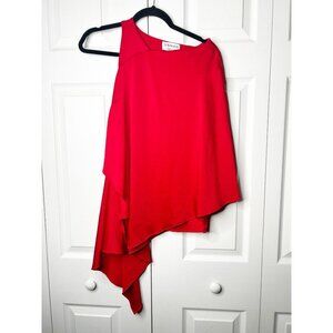 Osman Auriene Red Satin One Shoulder Asymmetrical Top Blouse Women's Size 4